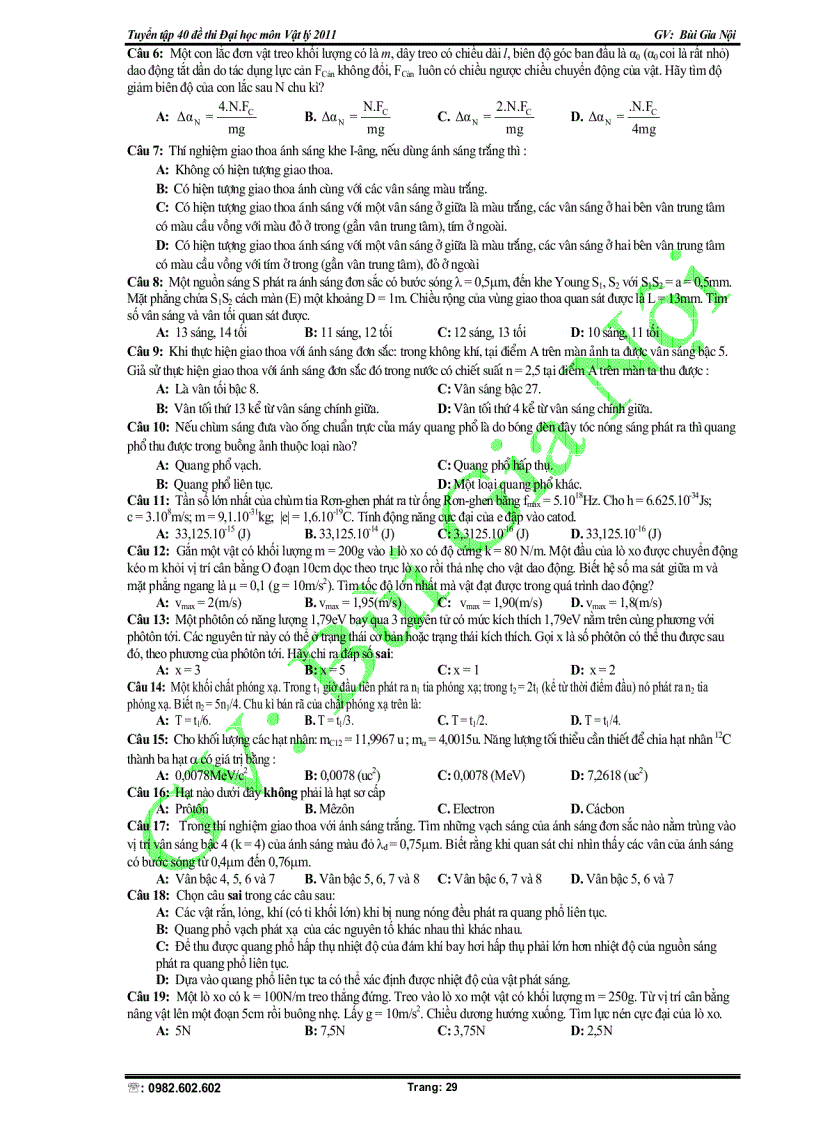 image for page Tuyển tập 40 đề thi Đại học lý