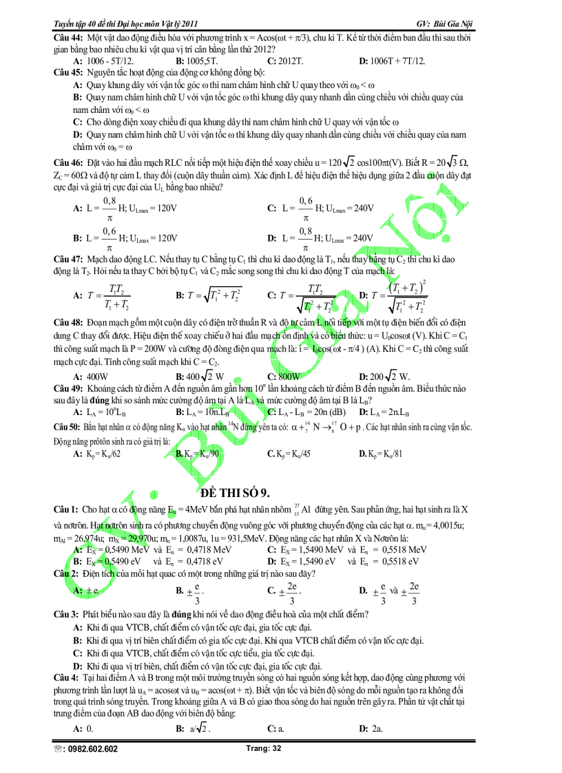 image for page Tuyển tập 40 đề thi Đại học lý