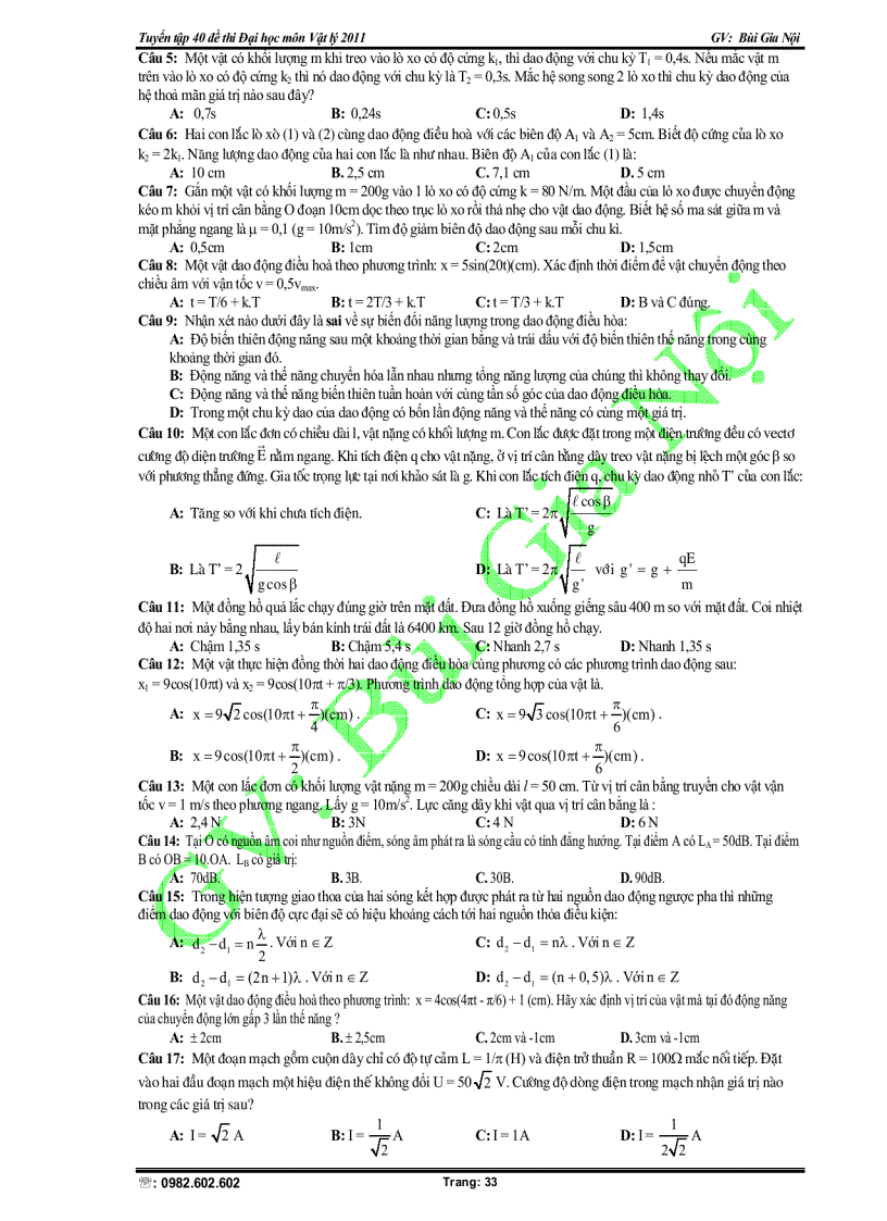 image for page Tuyển tập 40 đề thi Đại học lý