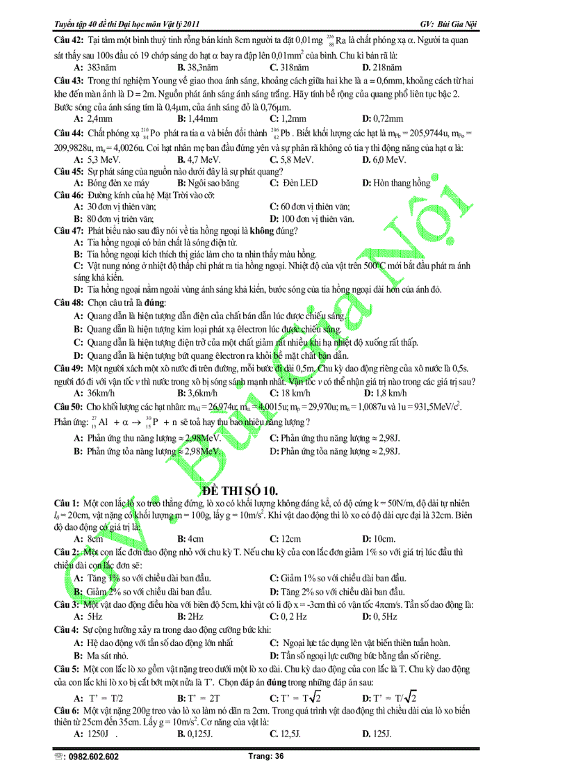 image for page Tuyển tập 40 đề thi Đại học lý