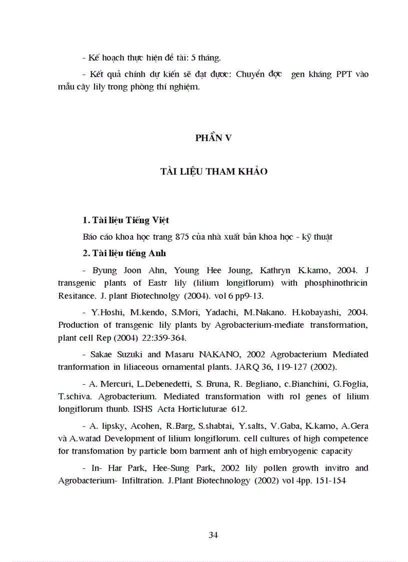 image for page Nghiên cứu chuyển gen bar kháng thuốc trừ cỏ vào cây hoa lily thông qua vi khuẩn Agrobecterium tumefaciens