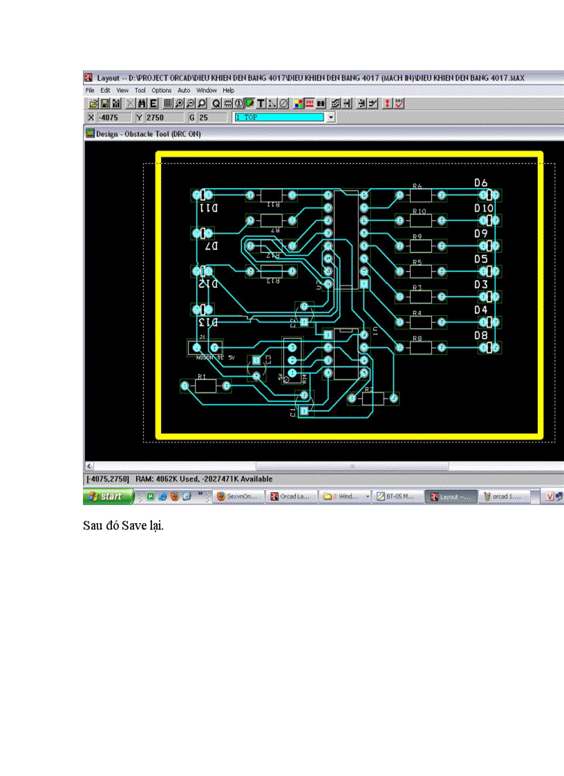 image for page Thiết kế sơ đồ nguyên lý và mach in cho Mạch điều khiển đèn chạy dùng 4017 bằng phần mềm Orcad 9 2