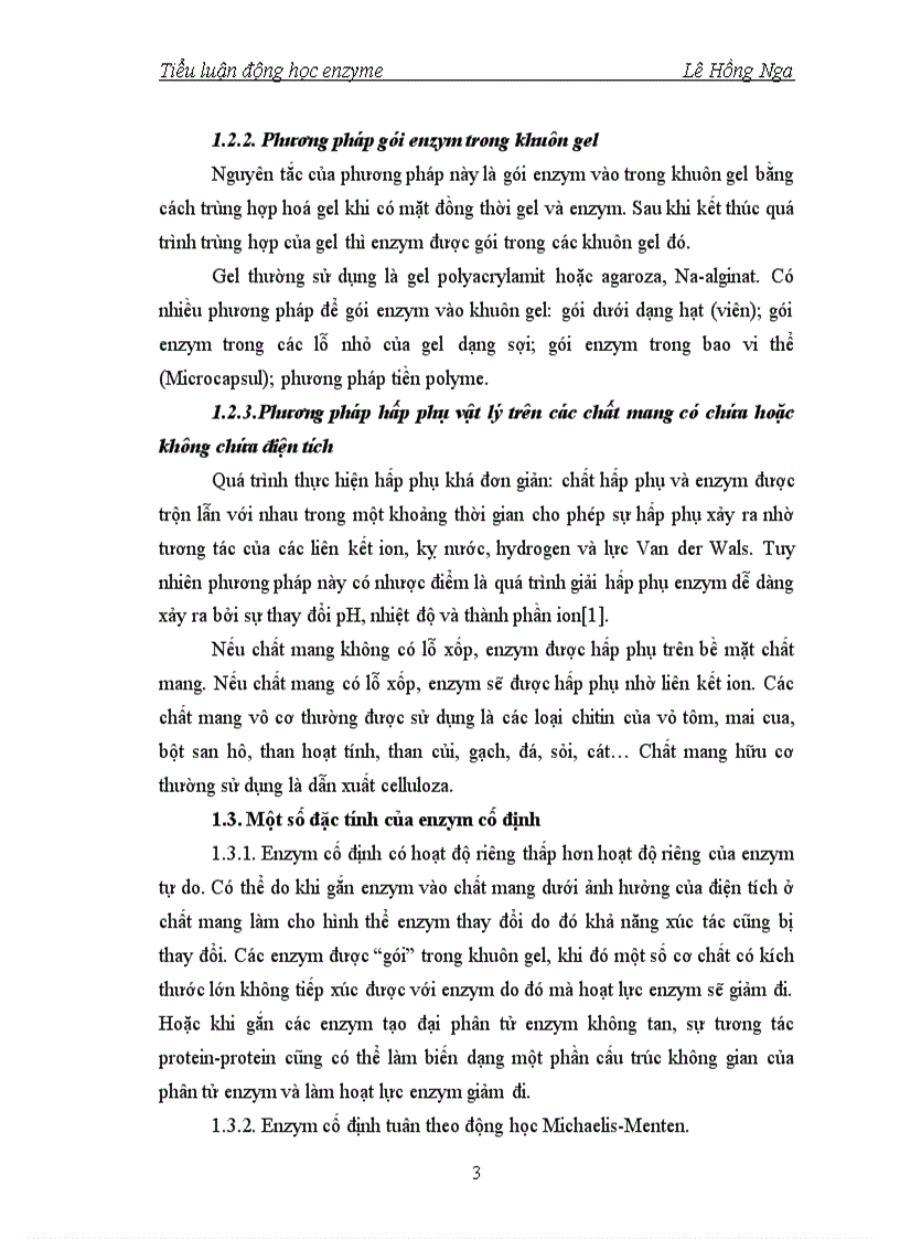 image for page Nghiên cứu động học của enzym cố định