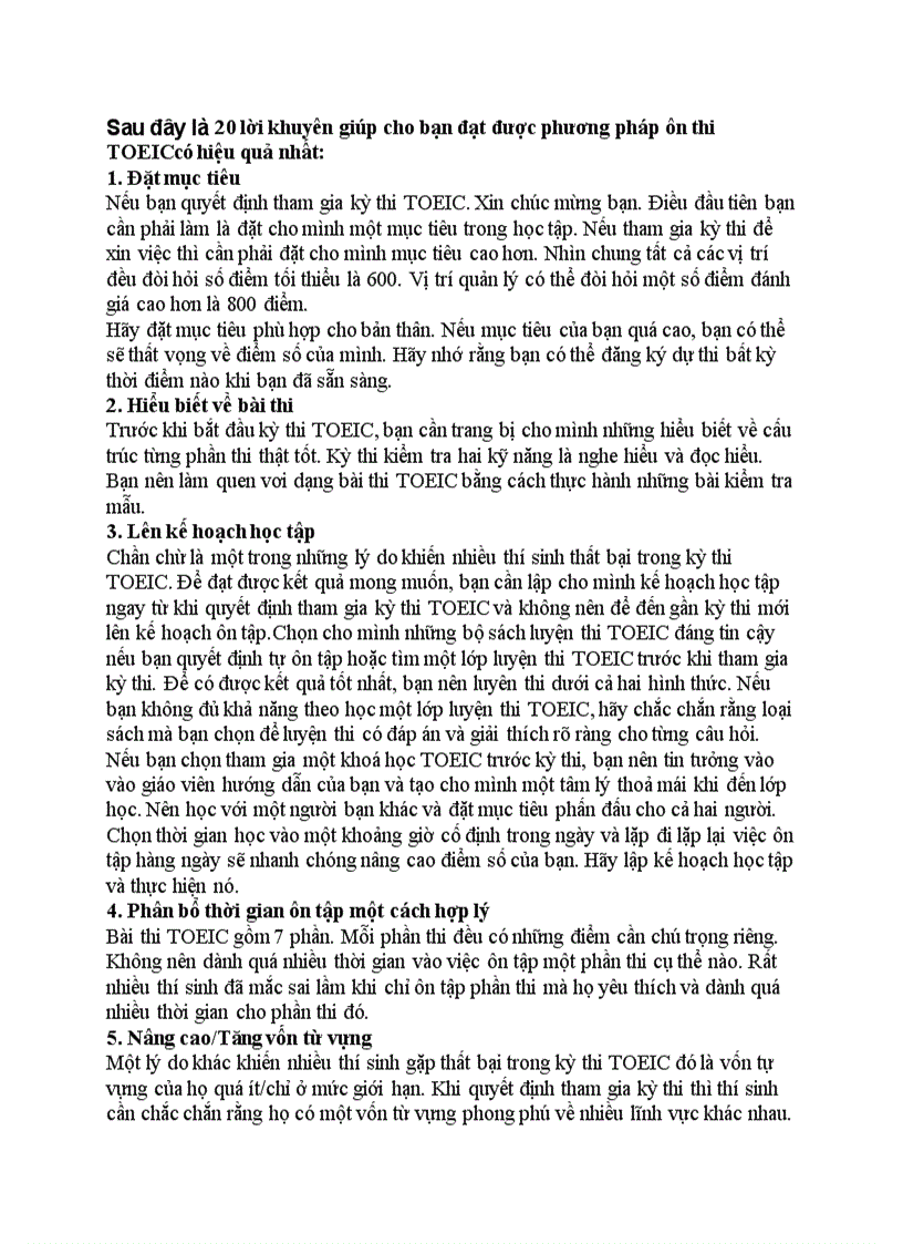 image for page Tài liệu 20 cách học TOEIC hiệu quả và những trang web tiếng anh có uy tín