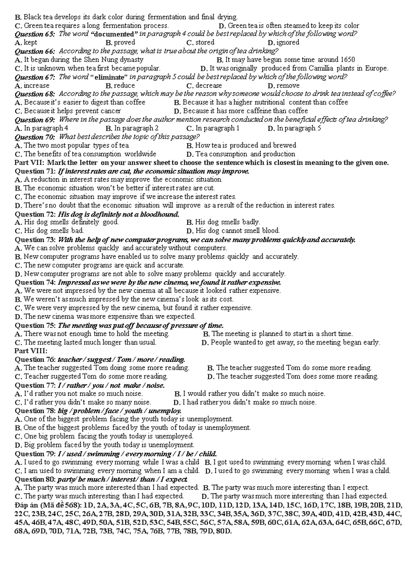 image for page Đề thi tiếng anh lần 3 trường THPT chuyên Nguyễn Huệ có đáp án