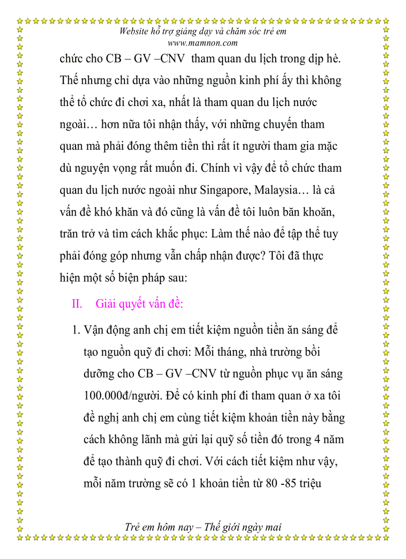 image for page Một số kinh nghiệm trong việc phối hợp tạo kinh phí tổ chức tham quan cho đội ngũ cán bộ giáo viên công nhân viên