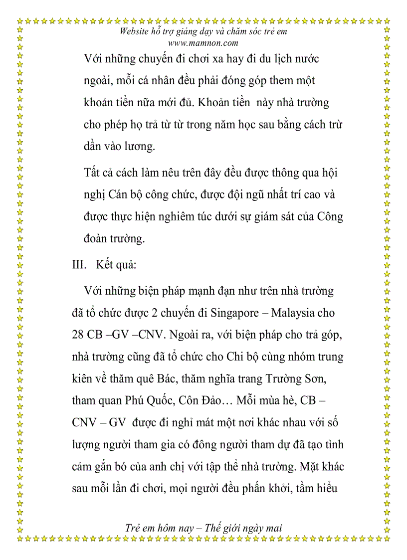 image for page Một số kinh nghiệm trong việc phối hợp tạo kinh phí tổ chức tham quan cho đội ngũ cán bộ giáo viên công nhân viên
