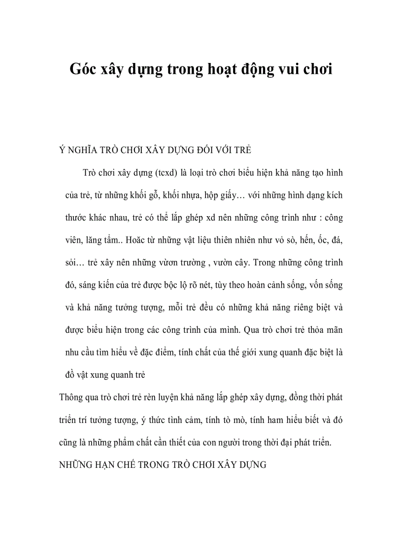 image for page Góc xây dựng trong hoạt động vui chơi