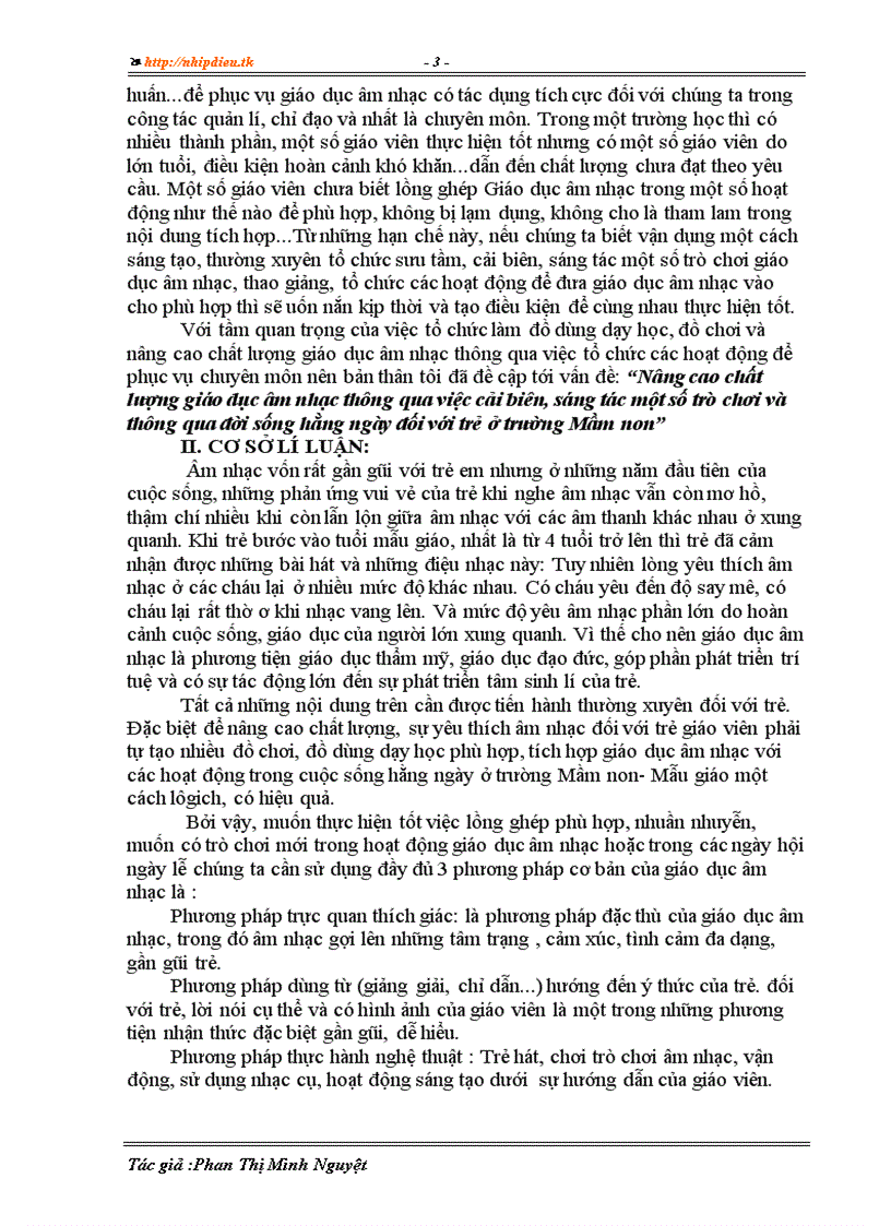 image for page Nâng cao chất lượng giáo dục âm nhạc thông qua việc cải biên sáng tác một số trò chơi và thông qua đời sống hằng ngày đối với trẻ ở trường Mầm non