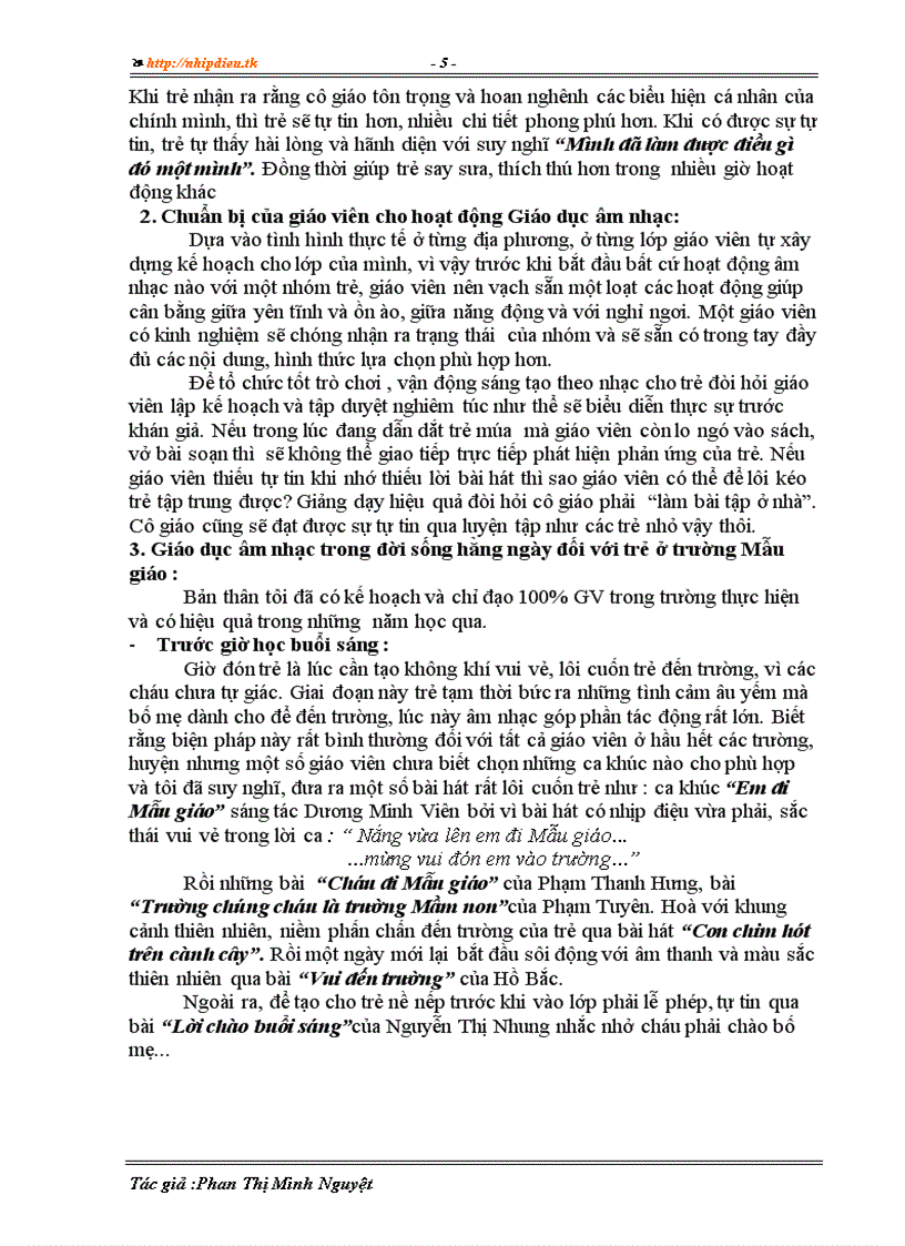 image for page Nâng cao chất lượng giáo dục âm nhạc thông qua việc cải biên sáng tác một số trò chơi và thông qua đời sống hằng ngày đối với trẻ ở trường Mầm non