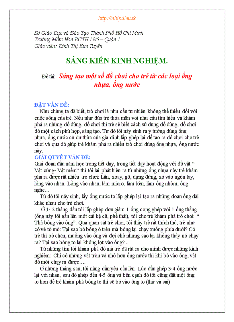 image for page Sáng tạo một số đồ chơi cho trẻ từ các loại ống nhựa ống nước