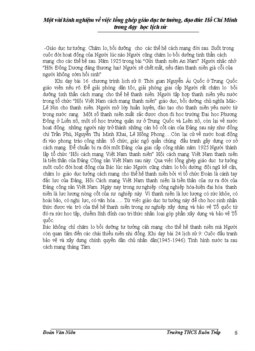image for page Một vài kinh nghiệm về việc lồng ghép giáo dục tư tưởng đạo đức hồ chí minh trong dạy học lịch sử