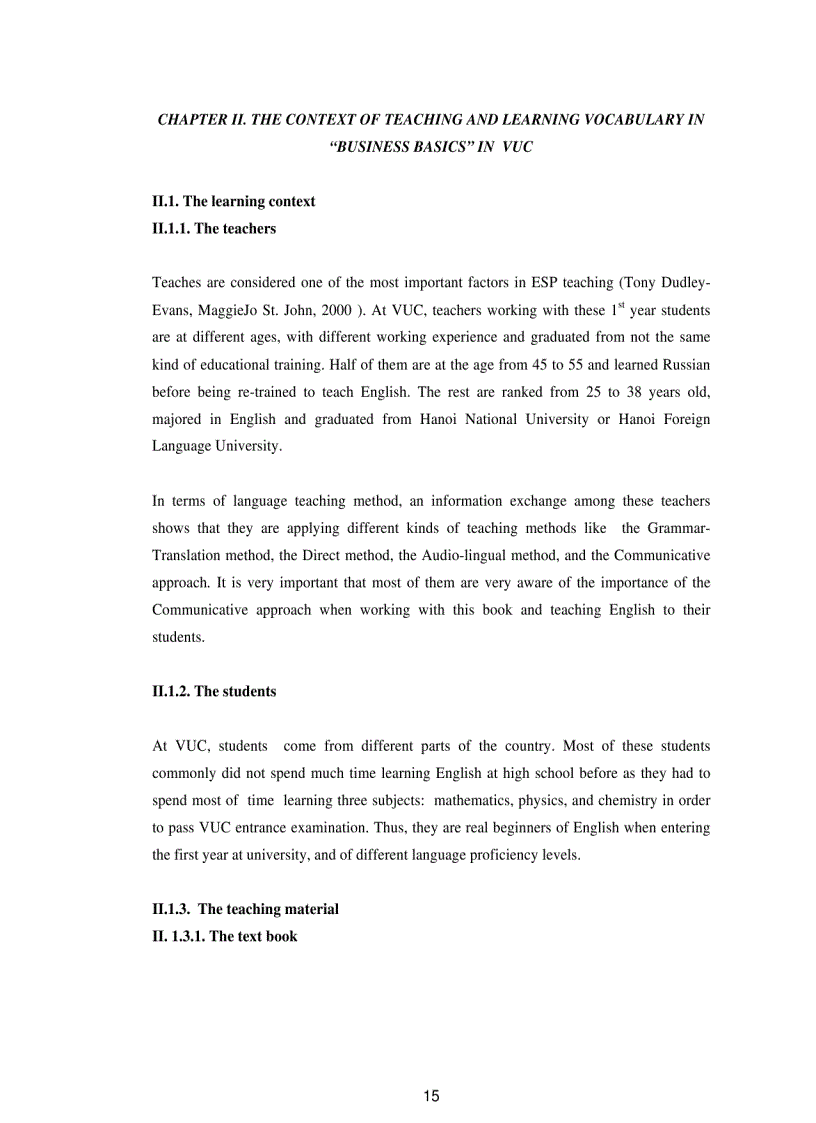 image for page A case study on common problems in learning business english vocabualry in the book business basics faced by the 1st year students at vietnam university of commerce and some suggested solutions
