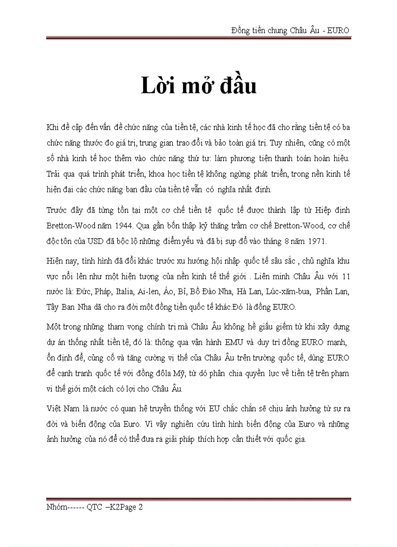 image for page Nghiên cứu tình hình biến động của Euro và những ảnh hưởng của nó