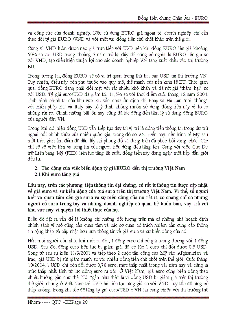 image for page Nghiên cứu tình hình biến động của Euro và những ảnh hưởng của nó