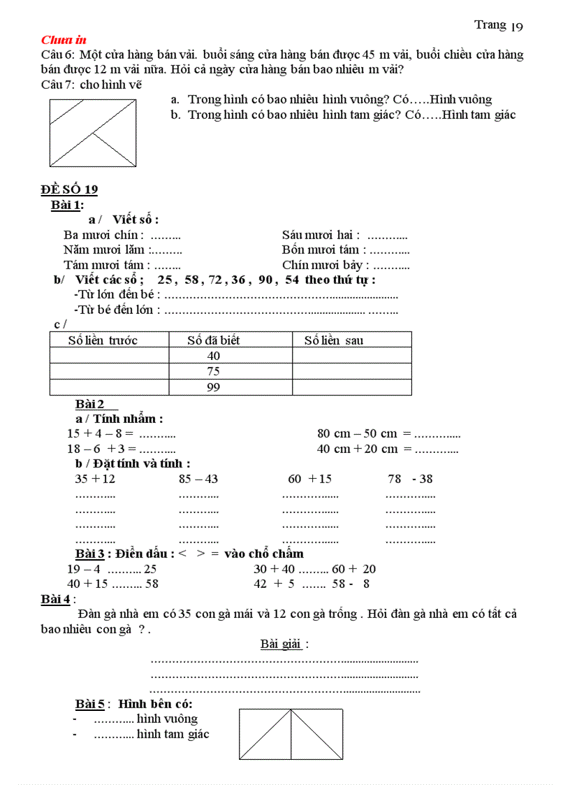 image for page 30 đề ôn tập học kỳ 2 môn toán lớp 1