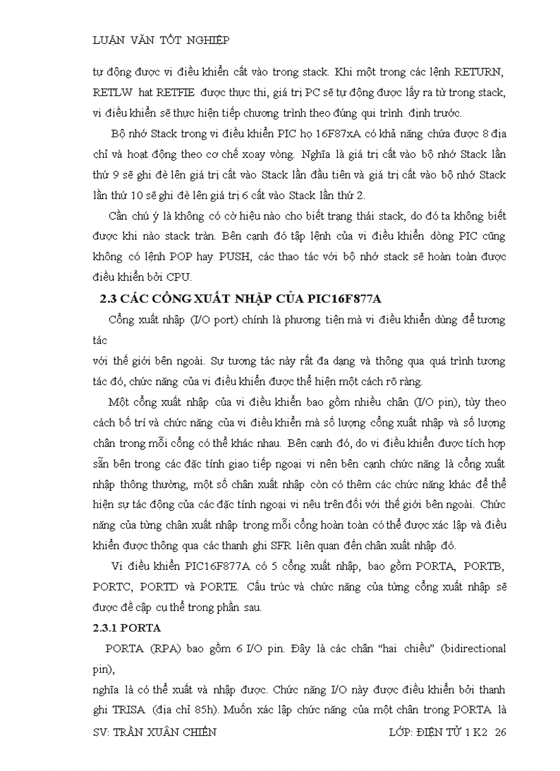 image for page Nghiên cứu về vi điều khiển PIC 16F877A và một số ứng dụng Nghiên cứu và thiết kế bộ KIT PIC 16F877A