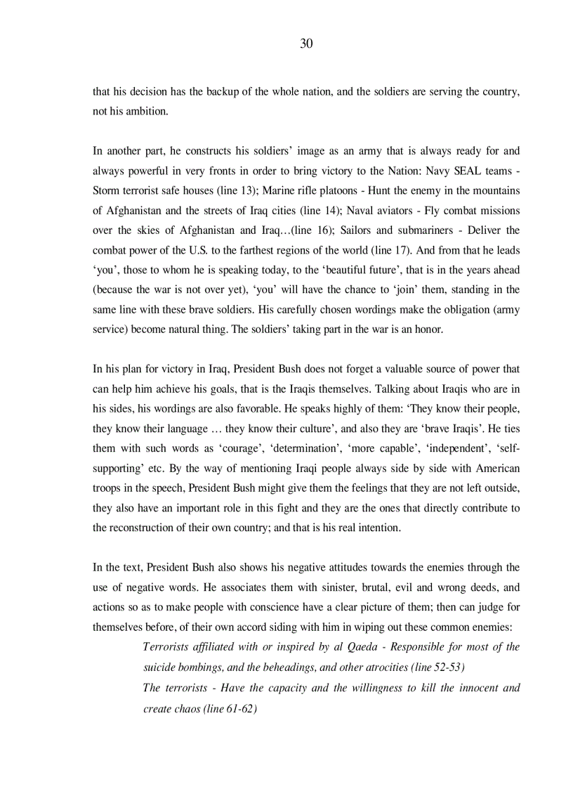 image for page A Critical discourse analysis of President Bush s speech outlining Strategy for Victory in Iraq