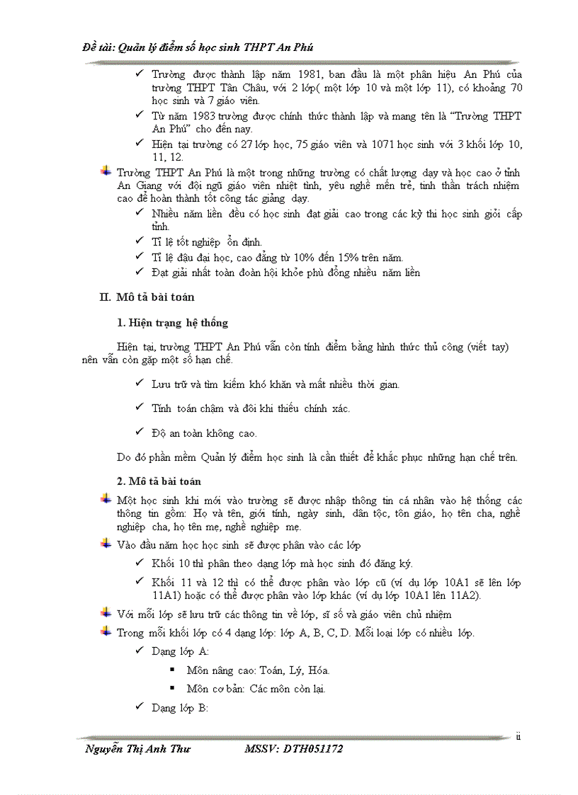 Quản lý điểm số học sinh THPT An Phú