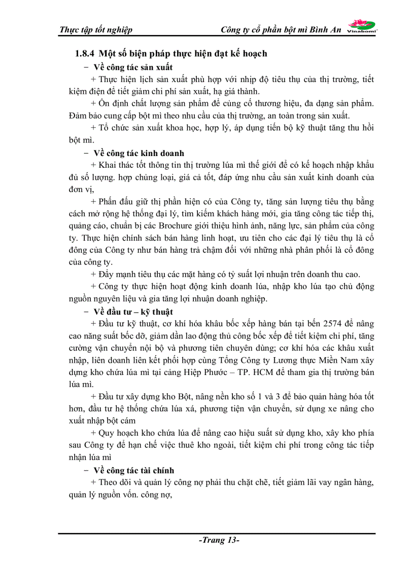 image for page Thực tập tốt nghiệp tại công ty cổ phần bột mì Bình An