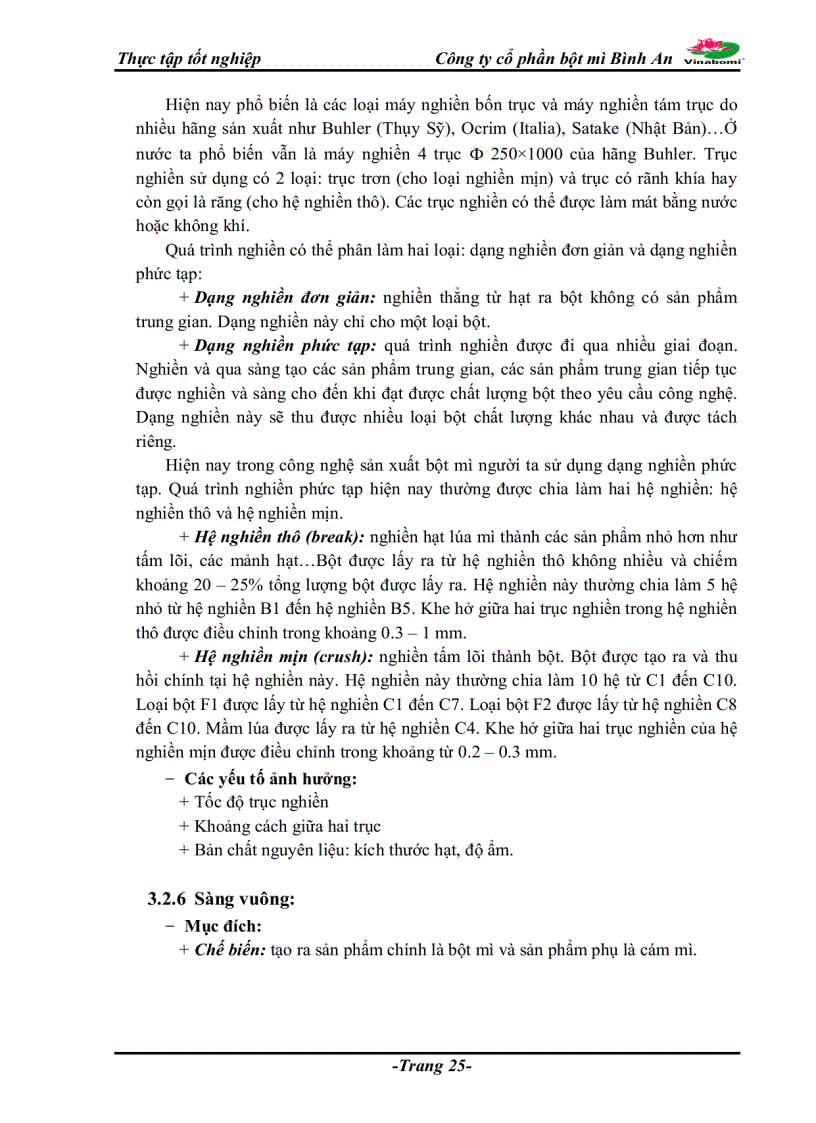 image for page Thực tập tốt nghiệp tại công ty cổ phần bột mì Bình An