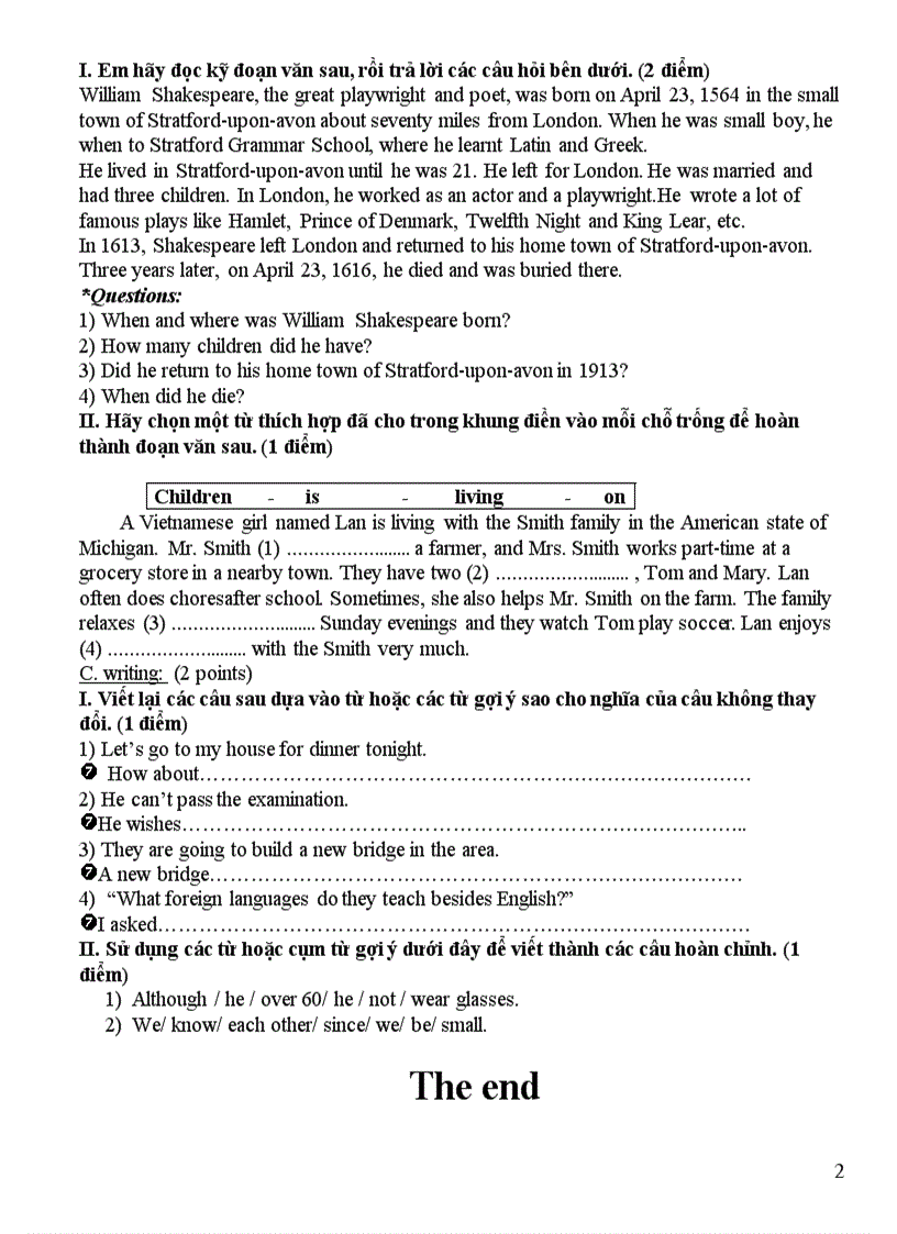 image for page Đề thi thử tiếng anh 10