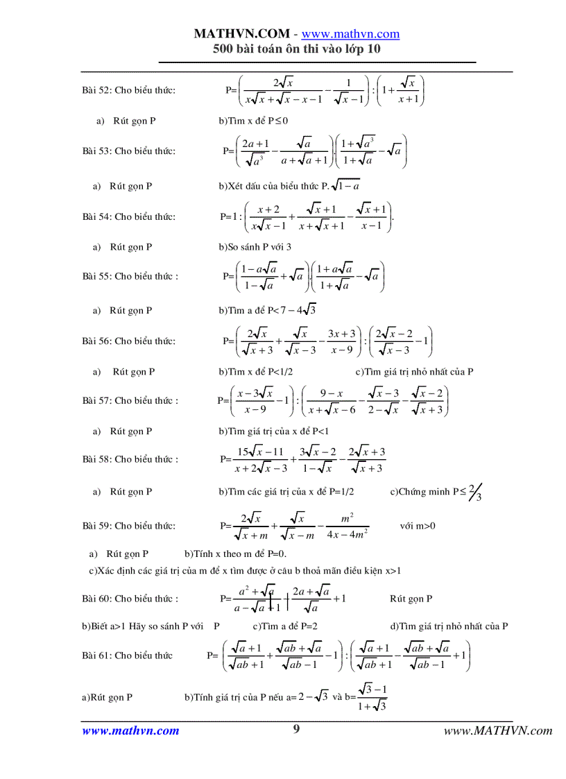 image for page 500 bài toán ôn thi vào lớp 10