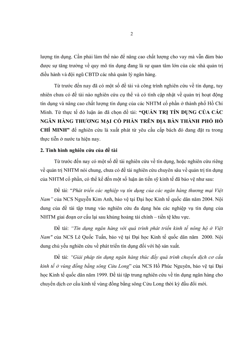 image for page Quản trị tín dụng của các ngân hàng thương mại cổ phần trên địa bàn thành phố hồ chí minh