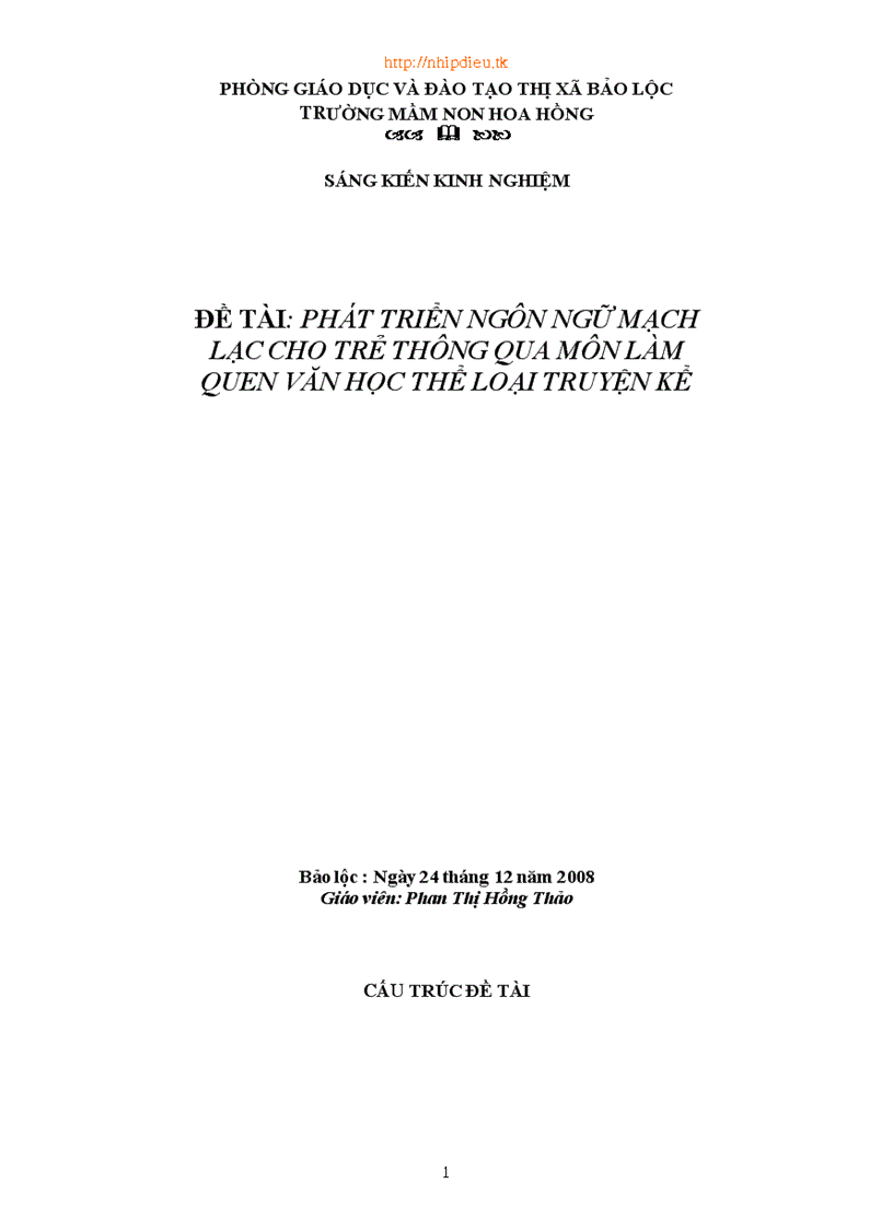 image for page Phát triển ngôn ngữ mạch lạc cho trẻ thông qua bộ môn làm quen văn học thể loại truyện kể