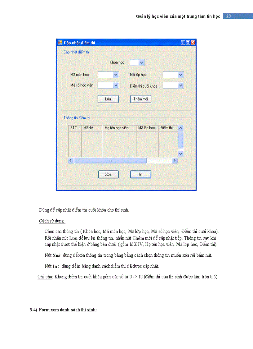 image for page Quản lý học viên của một trung tâm tin học