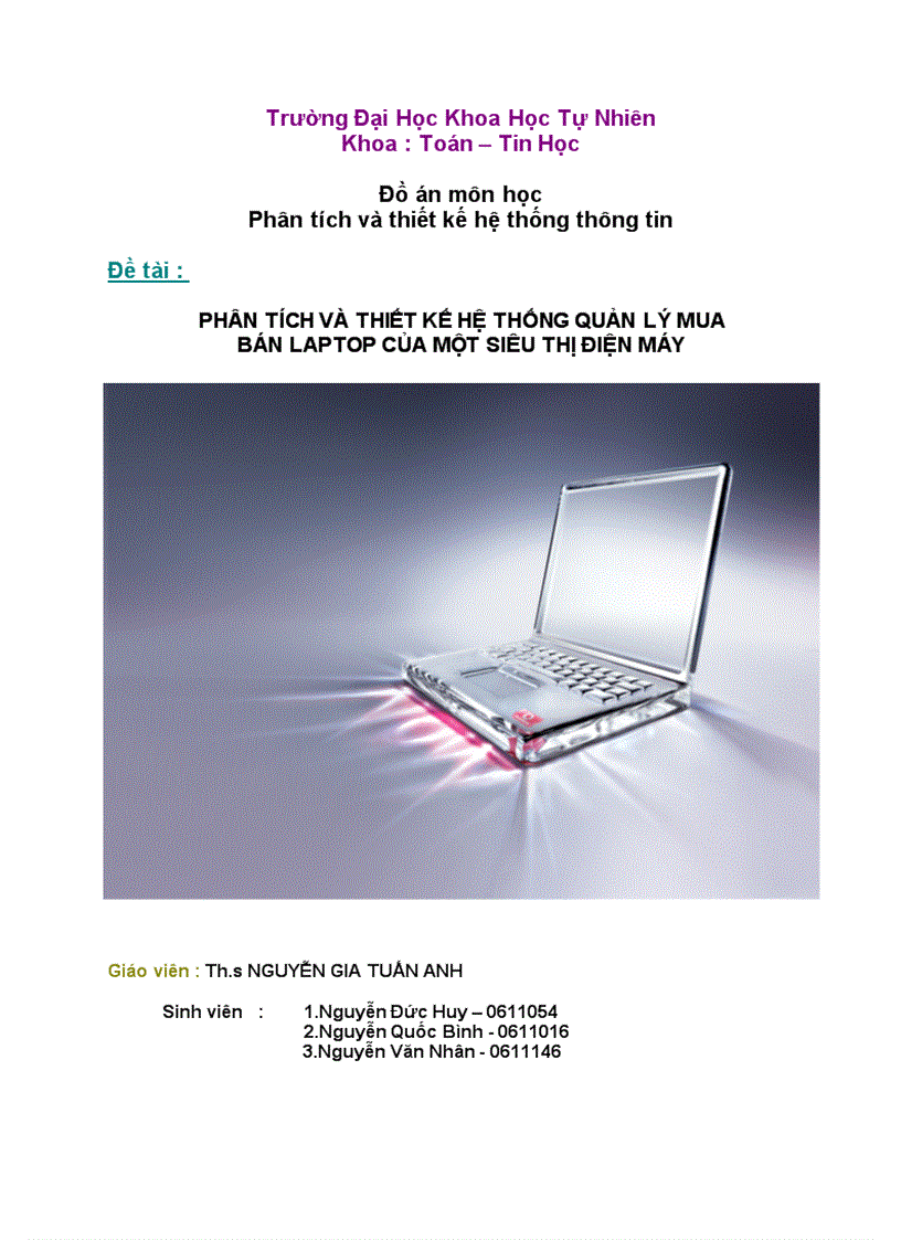 image for page Phân tích và thiết kế hệ thống quản lý mua bán laptop của một siêu thị điện máy