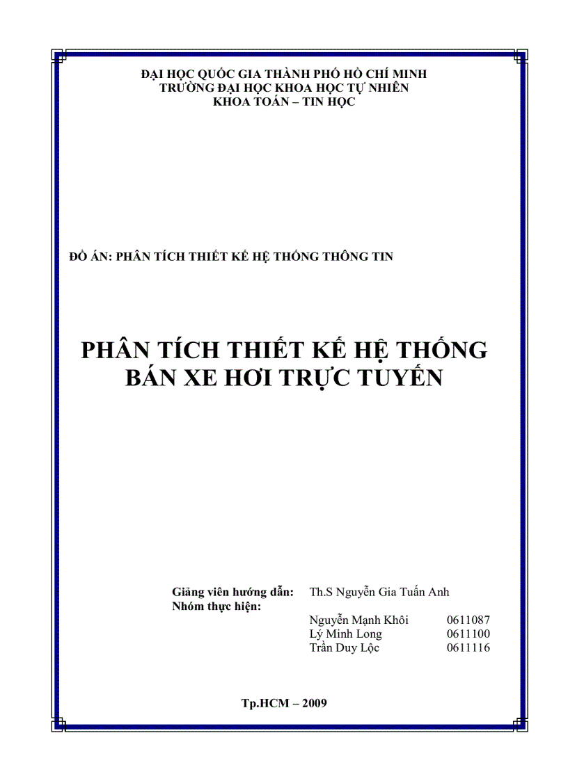 Phân tích và thiết kế hệ thống bán xe hơi trực tuyến