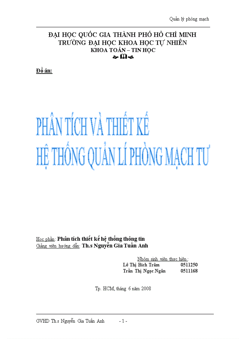 image for page Phân tích và thiết kế hệ thống quản lí phòng mạch tư