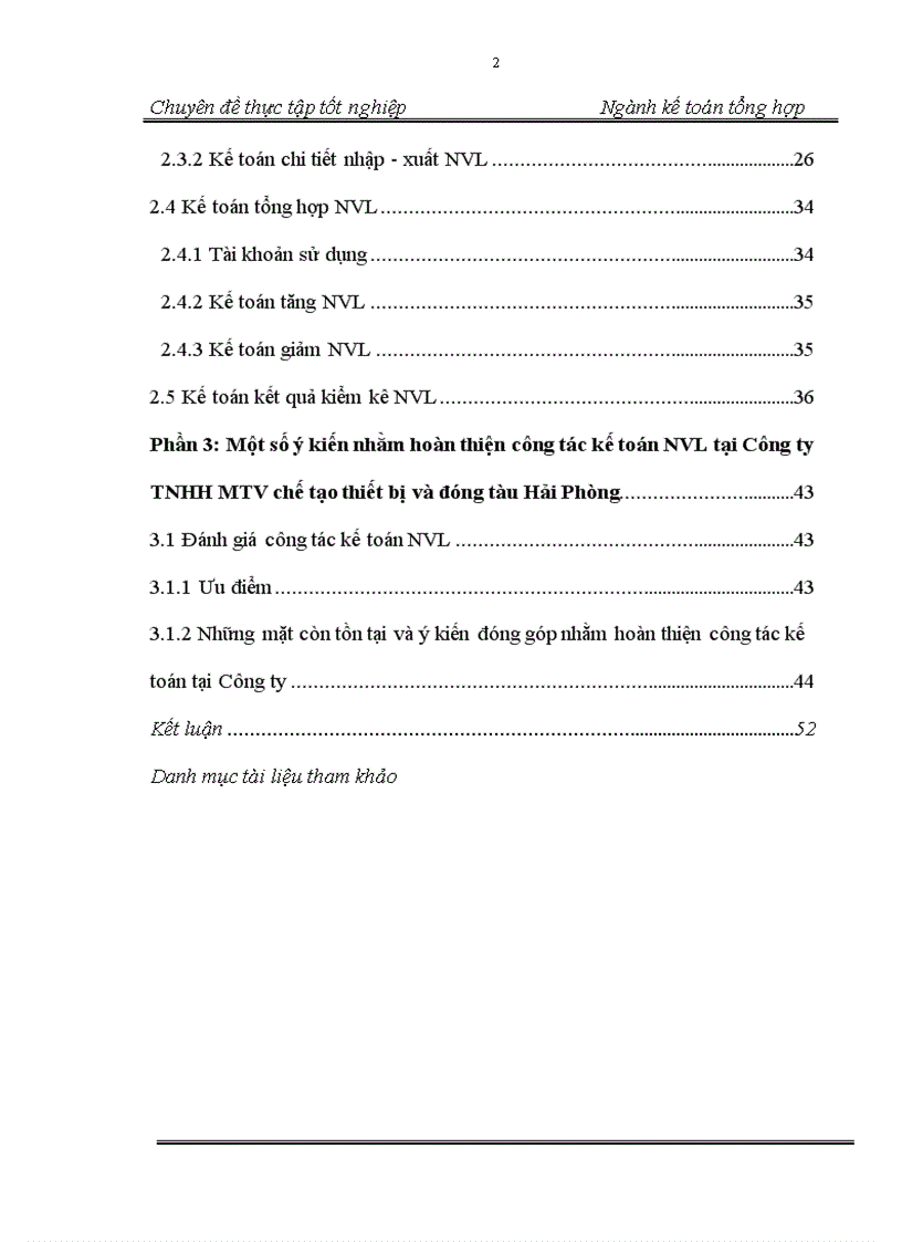 image for page Kế toán nguyên vật liệu tại Công ty TNHH MTV chế tạo thiết bị và đóng tàu Hải Phòng LISEMCO LILAMA File Word