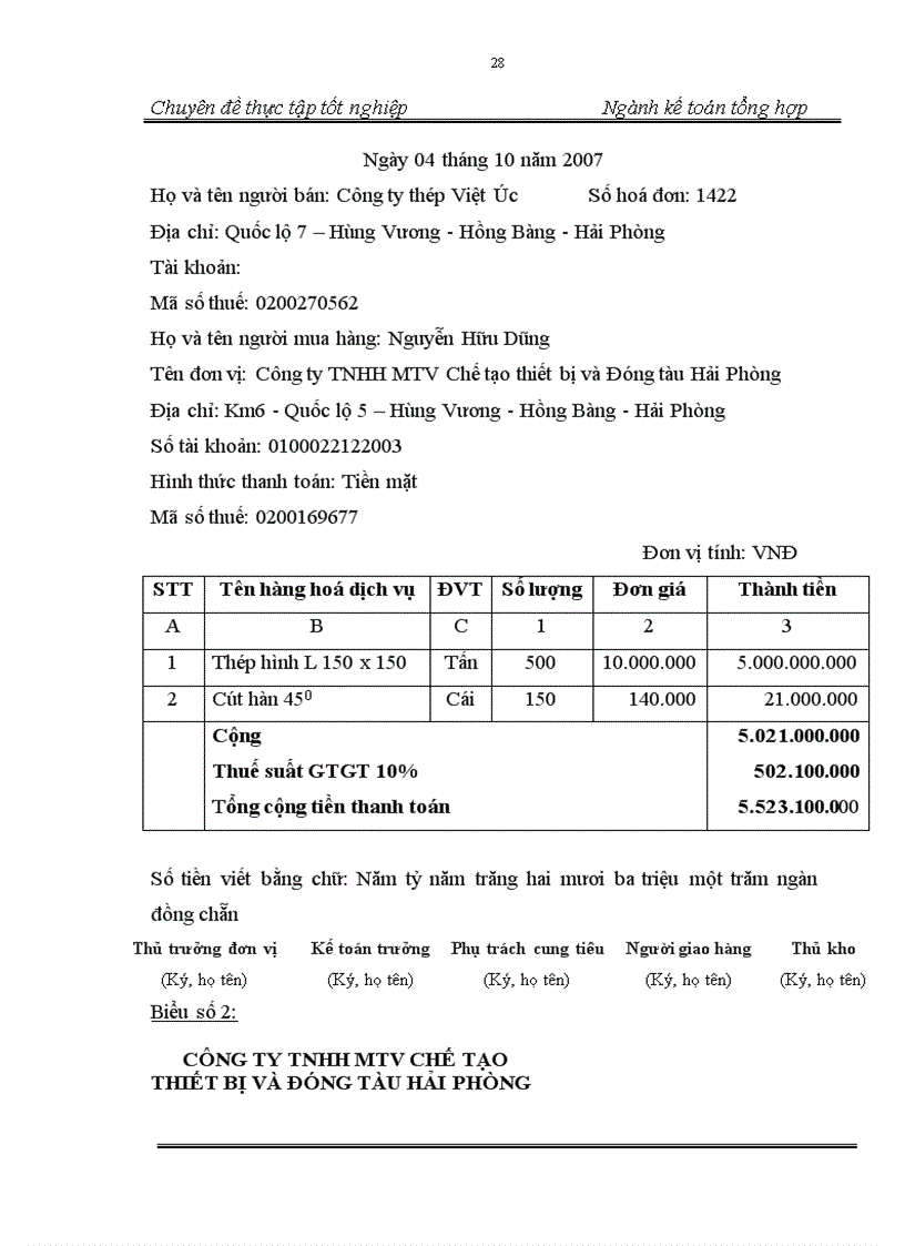 image for page Kế toán nguyên vật liệu tại Công ty TNHH MTV chế tạo thiết bị và đóng tàu Hải Phòng LISEMCO LILAMA File Word