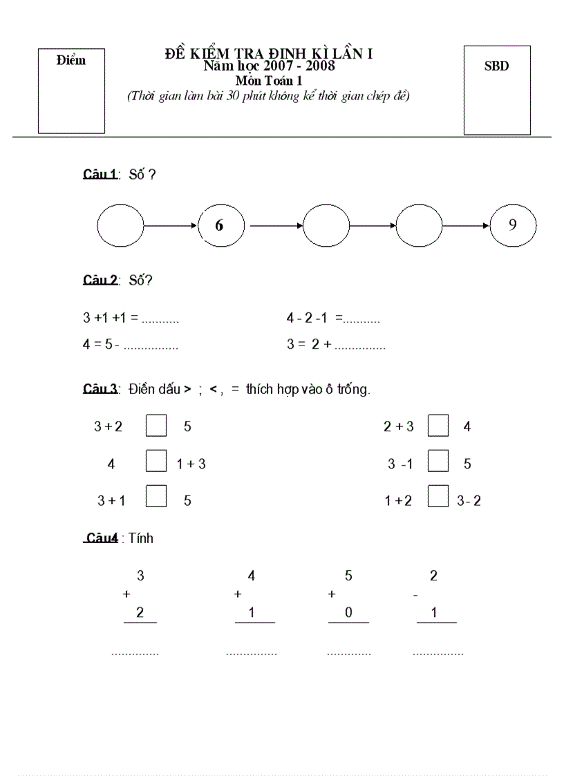 image for page Đề kiểm tra giữa kỳ lớp 1