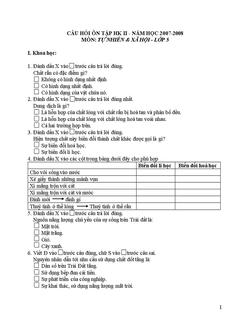 image for page Câu hỏi ôn tập hk ii năm học 2007 2008 môn Tự nhiên xã hội lớp 5