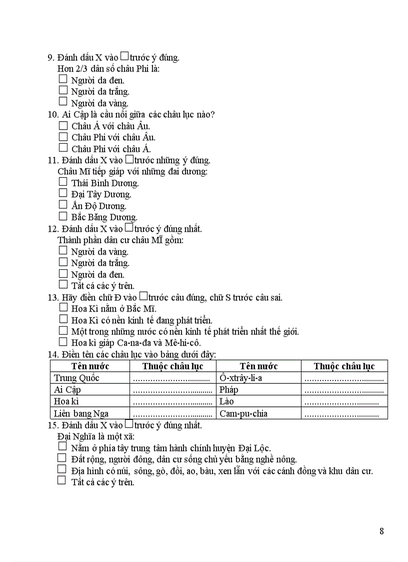 image for page Câu hỏi ôn tập hk ii năm học 2007 2008 môn Tự nhiên xã hội lớp 5
