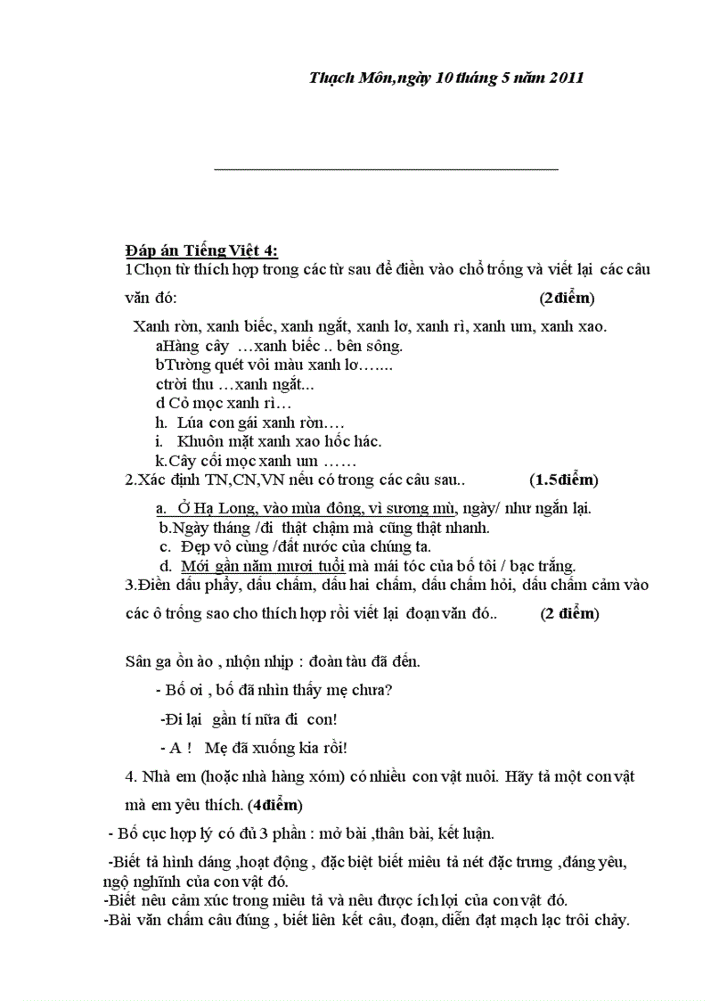 image for page Đề THI HỌC SINH GIỎI CẤP TRƯỜNG NĂM HỌC 2010 2011 Mơn Tiếng Việt Lớp 1