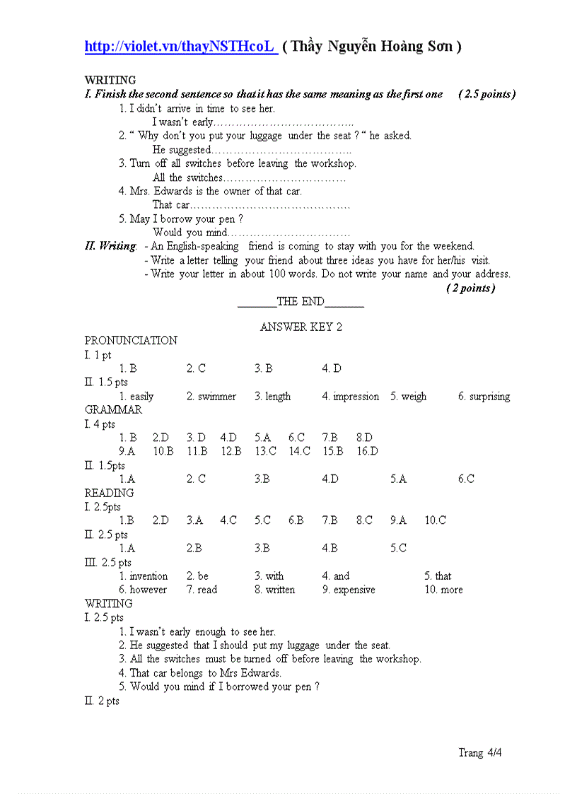 image for page ĐỀ THI TUYỂN SINH TRUNG HỌC PHỔ THÔNG CHUYÊN NĂM HỌC 2008 2009 Môn thi TIẾNG ANH
