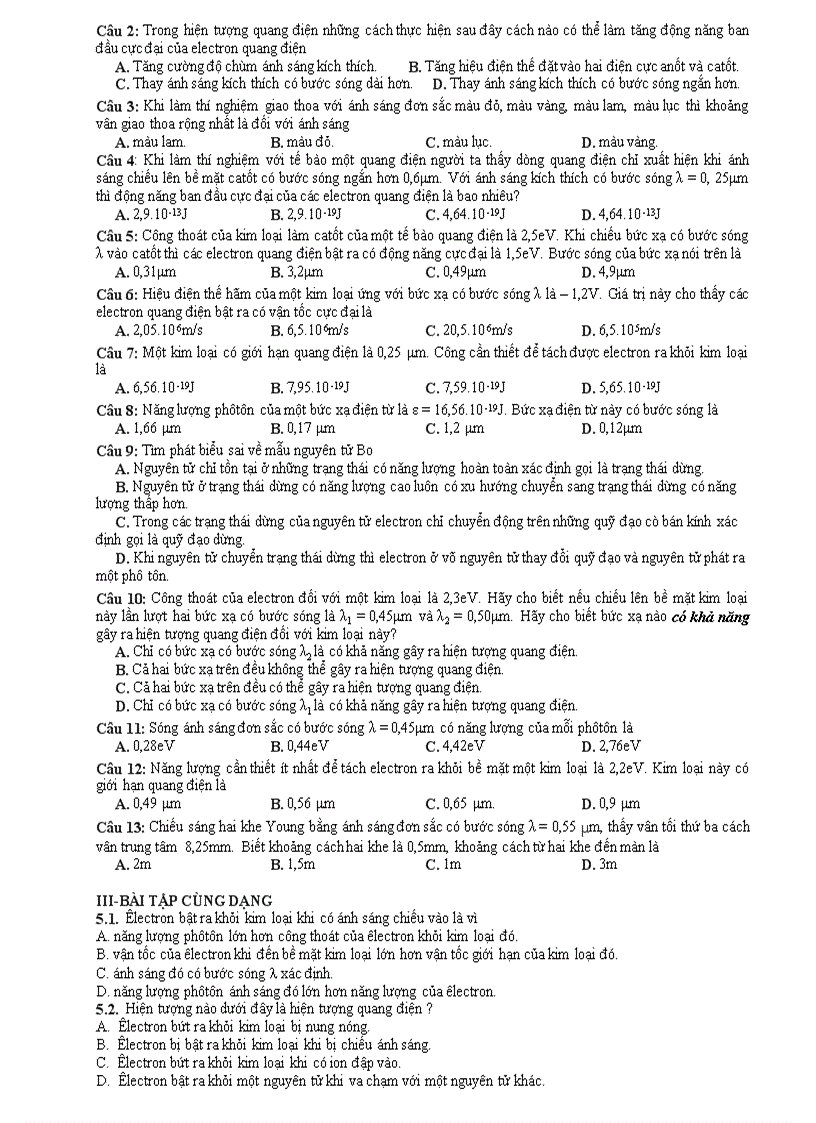 image for page Giáo án ôn thi tốt nghiêp vật lý phần lượng tử