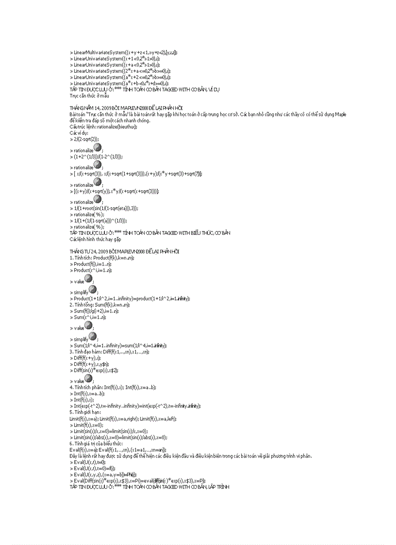 image for page Các câu lệnh cần biết trong phân mếm maple