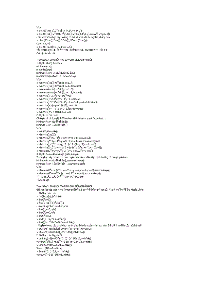 image for page Các câu lệnh cần biết trong phân mếm maple