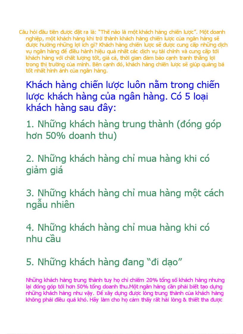 Khách hàng chiến lược của ngân hàng