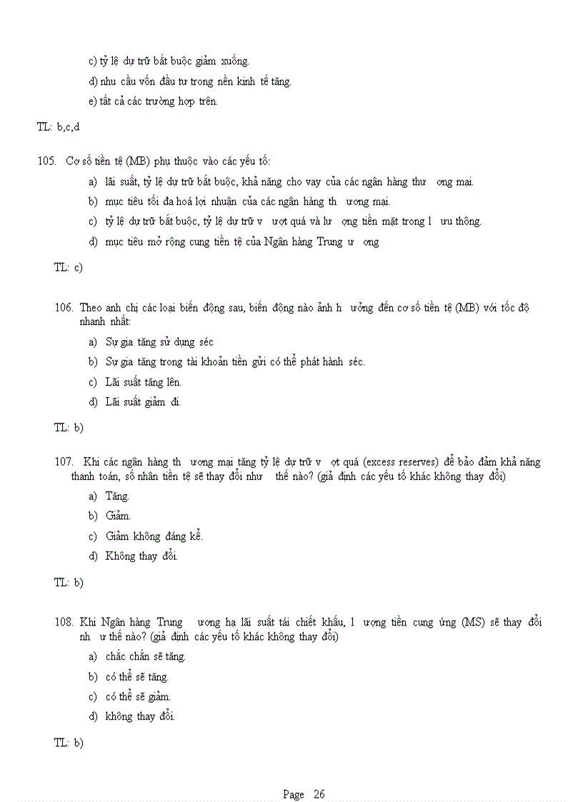 image for page Một số câu hỏi về Tài chính tiền tệ