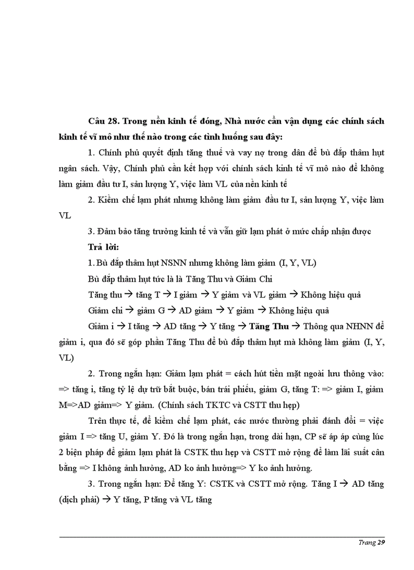 image for page Bài giải 30 câu hỏi ôn thi môn Kinh tế vĩ mô cao học hành chính của PGS TS Trang Thị Tuyết