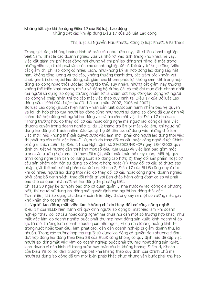 image for page Những bất cập khi áp dụng Điều 17 của Bộ luật Lao động
