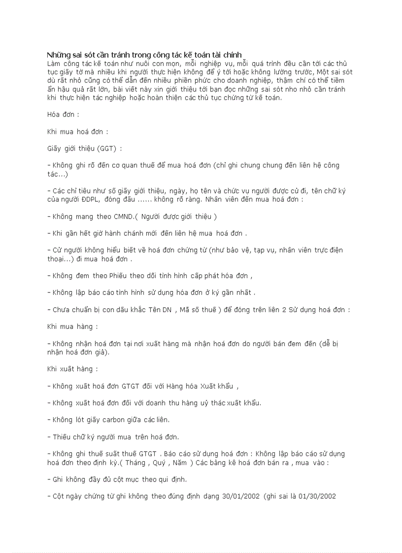 image for page Những sai sót cần tránh trong công tác kế toán tài chính