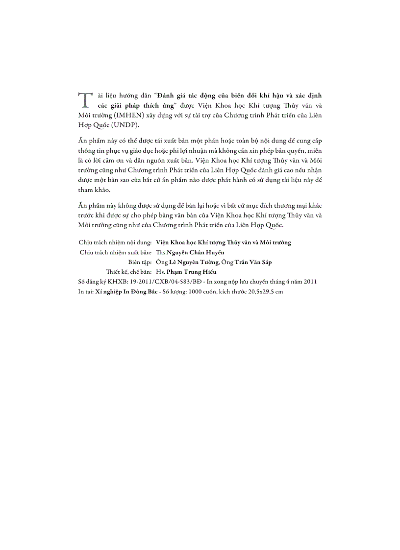 image for page Đánh giá tác động của biến đổi khí hậu và xác định các giải pháp thích ứng 88 trang