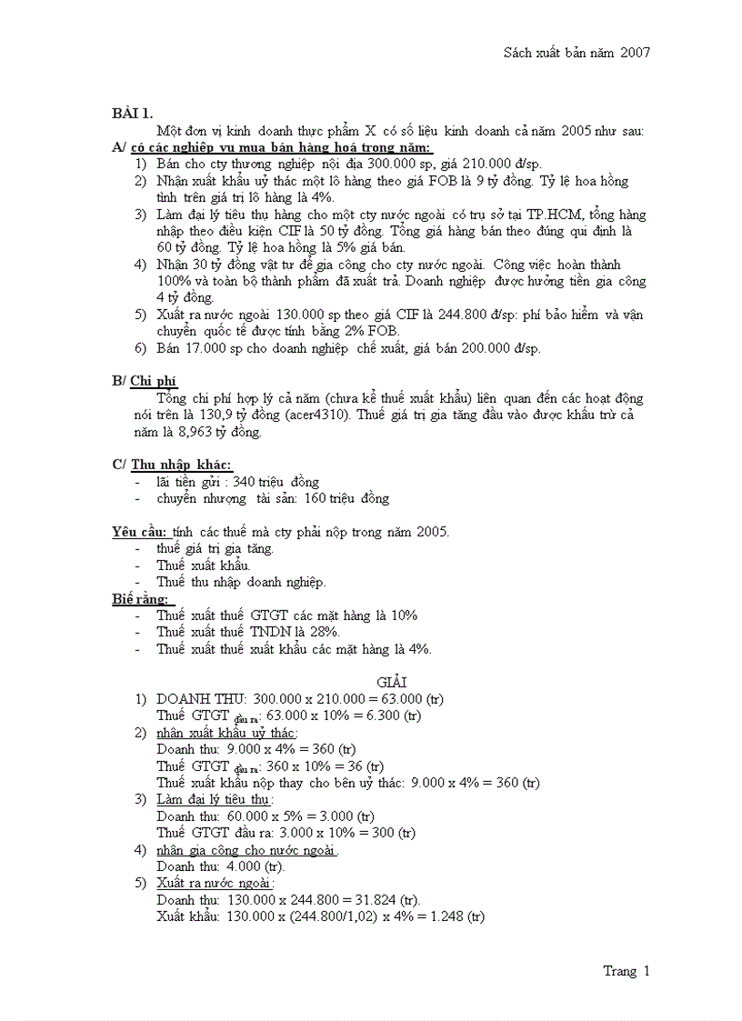 image for page Bài tập về thuế